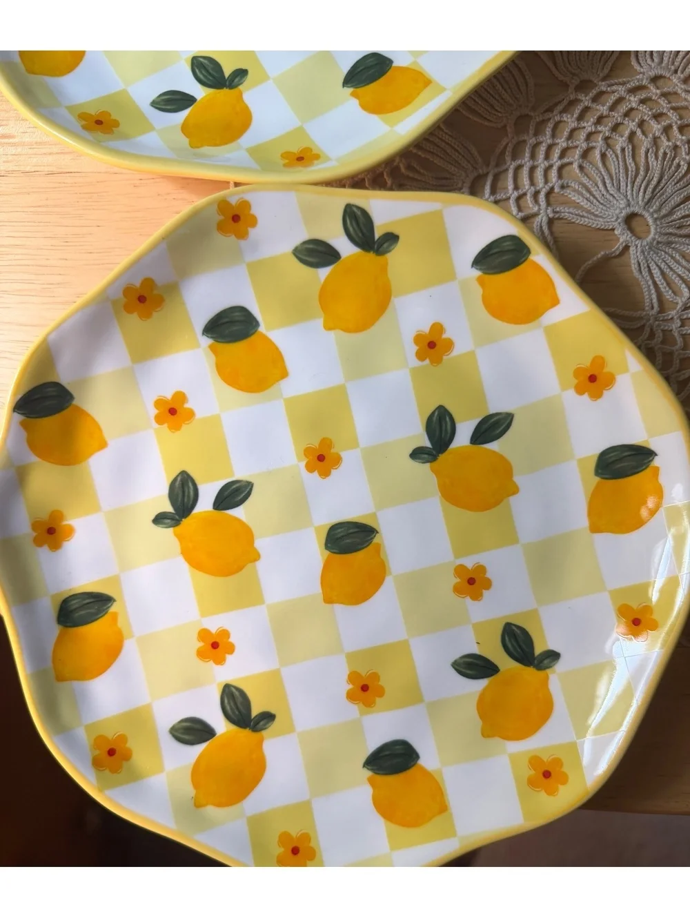 Set of 4 Lemon Pattern Dessert Plates